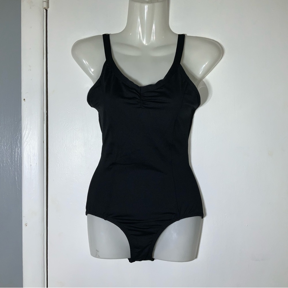 Black One Piece Swimsuit Criss Cross Back Jrs Size Medium NWT